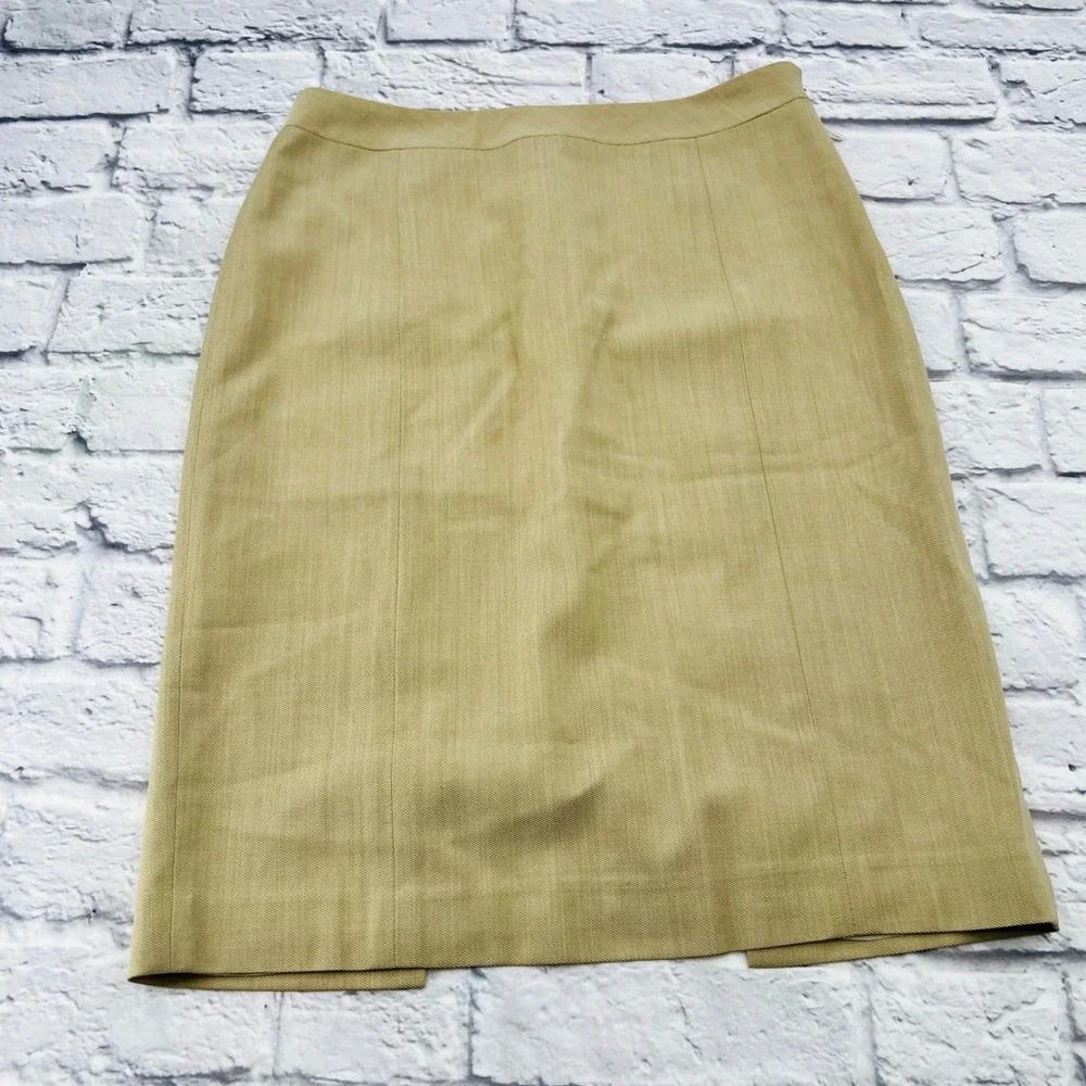 Lafayette 148 New York Tan Wool Pencil Skirt Size 6 Classic Career Wear